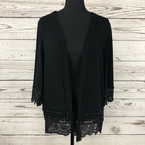 Xhiliration Drape Front Cardigan with Lace Detail